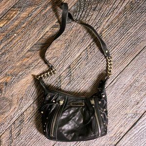 Betsey Johnson Black Leather Baguette Crossbody Purse - Good Condition